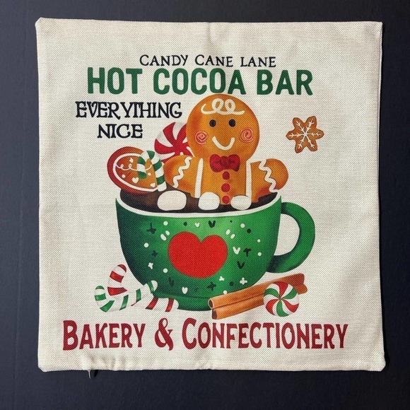 Gingerbread Man Hot‎ Cocoa Bakery Pillow Cover - Picture 1 of 2
